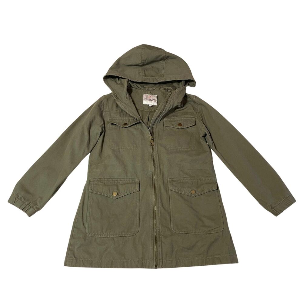 Urban Republic Girls Collection Green Classic Hooded Military Jacket Lg 14/16
